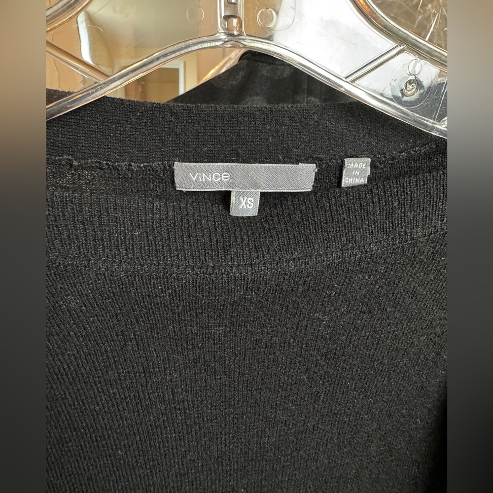 Vince Black Boat Neck Sweater with Kangaroo Pocket – XS